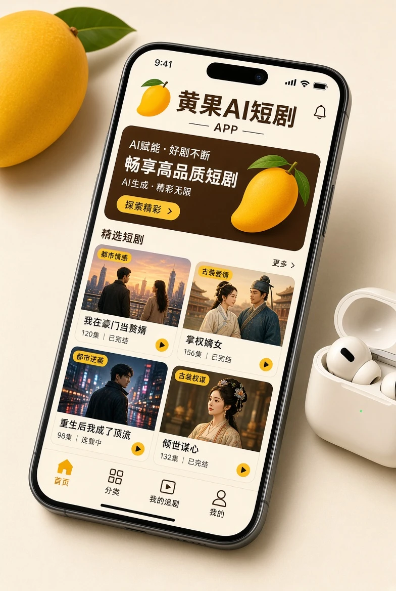黄果AI短剧移动端展示